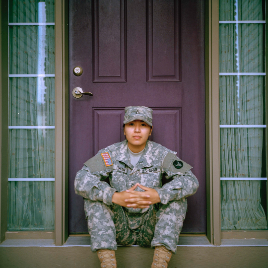 Military Serviceman waiting on opportunity.